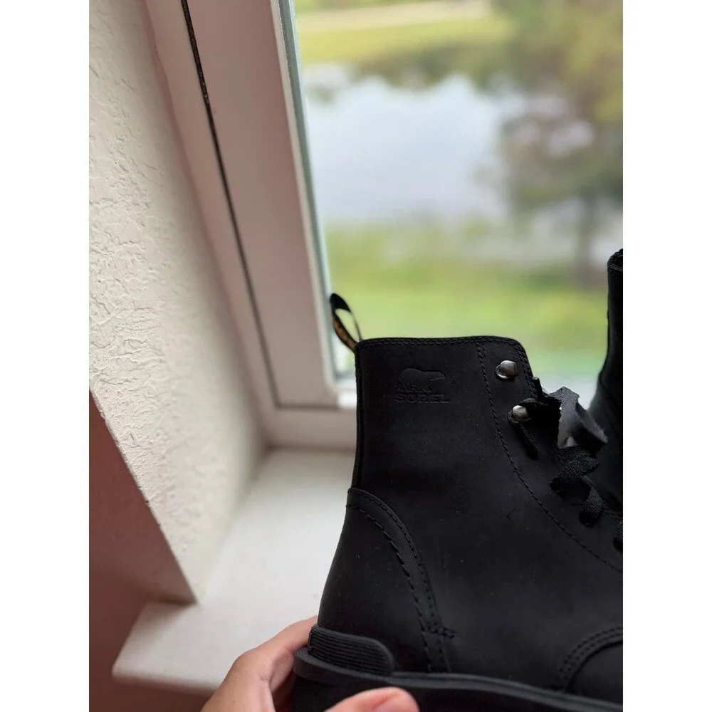 Sorel Hi-Line Lace Up Waterproof Boots in Black/Jet Women’s Size 8 NWOT!